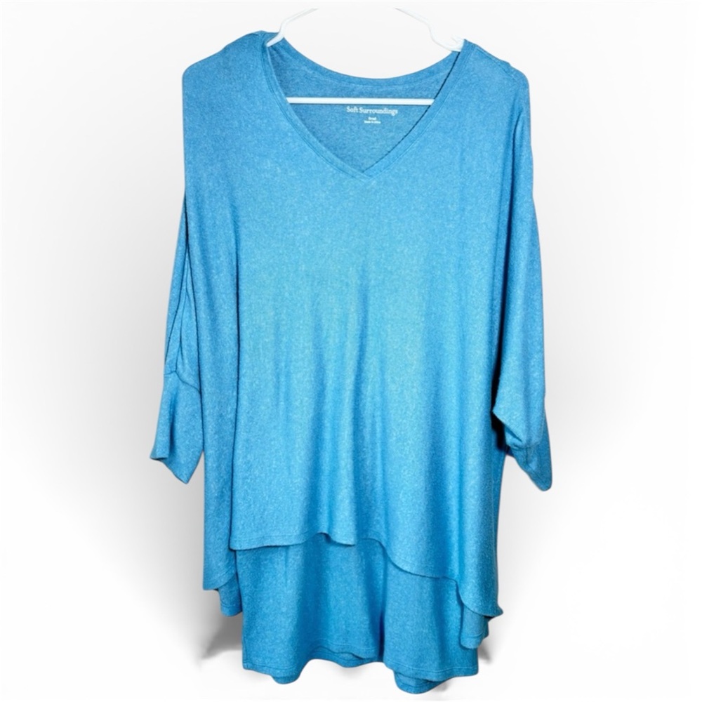 Soft Surroundings Tunic Oversized Small Layer Top Blue Soft Stretch Jersey